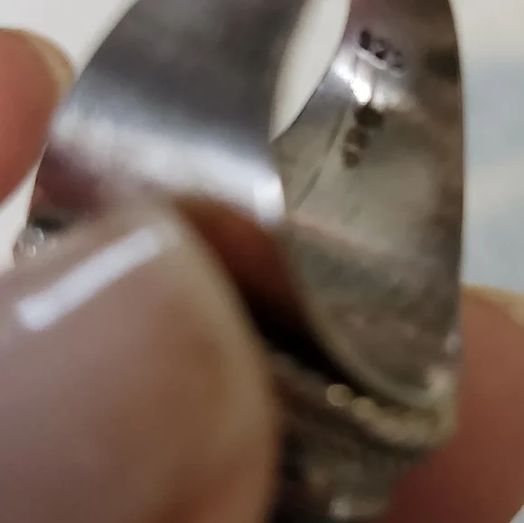 Vintage Sterling Silver Blue Semi Precious Stone Ring - Womens Size 6 - Picture 5 of 6